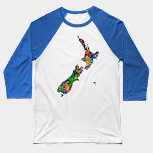 Spirograph Patterned New Zealand Provinces Map Baseball T-Shirt